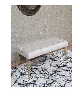 Gold Tel Ayaklı 90 cm Puf Bench - Puf - Bench - Kasalı Oturak - Oturak - Yatak Ucu Puf Krem Renk 90 x 40 Boyut/Ebat (Çok Renkli)