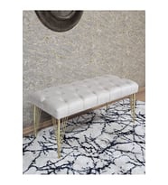 Gold Tel Ayaklı 90 cm Puf Bench - Puf - Bench - Kasalı Oturak - Oturak - Yatak Ucu Puf Krem Renk 90 x 40 Boyut/Ebat (Çok Renkli)