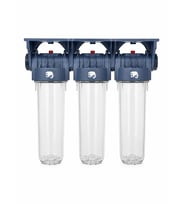 LifeWater 3'lü Daire Girişi Su Filtresi 3/4 İnç (Housing) Yıkanabilir Sediment + GAC Karbon + Spun Sediment Filtre Seti