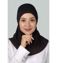 Hazır Türban Pratik Eşarp Tesettür Hijab - Namaz Örtüsü (Koyu Kahverengi )