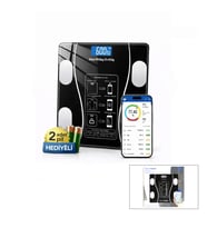 BLUETOOTH - VÜCUT ANALİZLİ DİJİTAL BASKÜL TERAZİ TARTI 180KG/50G YAĞ -SU -KAS ORAN -BMI (5668)