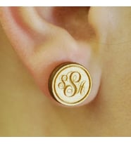 Monogram Yazılı Gümüş Kaplama ve Ahşap Küpe