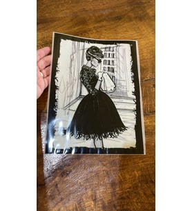 26X19 CM KARA KALEM KIZ ÜTÜ İLE YAPIŞAN TRANSFER BASKI ARMA