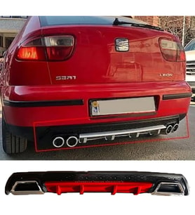 Seat Leon Mk1 Kırmızı Difüzör Çiftli Kare Egzoz Görünümlü D Tip Difizör
