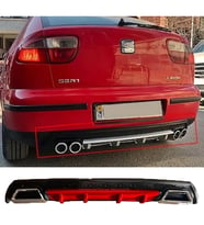 Seat Leon Mk1 Kırmızı Difüzör Çiftli Kare Egzoz Görünümlü D Tip Difizör