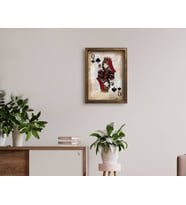 BK Home İskambil Tasarımlı Doğal Masif Ahşap Çerçeveli Tablo 45x65cm-2
