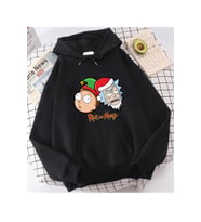 Rick And Morty Yeni Yıl Kapşonlu Sweatshirt (Siyah)