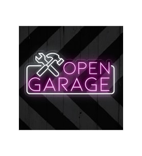 OPEN GARAGE Yazılı ve Şekilli Neon Tabela
