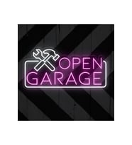 OPEN GARAGE Yazılı ve Şekilli Neon Tabela