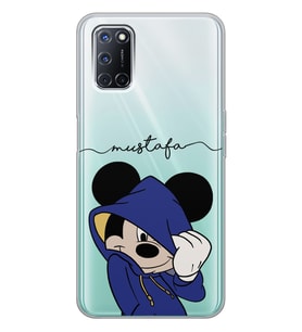 Oppo Sweatli Mickey Tasarımlı Şeffaf Telefon Kılıfı