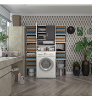 Kenzlife çamaşır makinesi dolabı hayzummaksduble gri 180*126*55 banyo kiler çift kapaklı arkalıklı (Karışık)