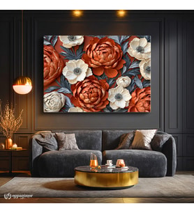Yatay Kanvas Tablo Floral Botanik Desen Çiçek Tablosu Ev Ofis Duvar Dekoru