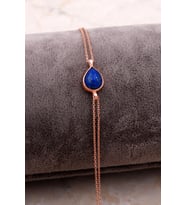 Doğal Lapis Lazuli Taşlı Damla Mini Rose Gümüş Bileklik 4125