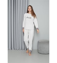 Akbeniz Welsoft Polar Kadın Pijama Takımı 8515 (Ekru)