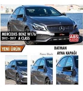 Mercedes Benz W176 2012-2018 Batman Yarasa Ayna Kapağı Piano Black ABS Plastik