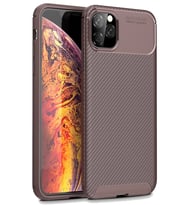iPhone 11 Pro Kılıf Auto Focus Karbon Kapak - Kahverengi