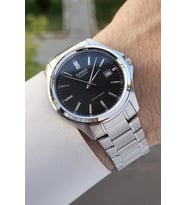 Casio CSISTE49 Kadranı Siyah Kordonu Gümüş Renk Hediye Paketli Erkek Kol Saati