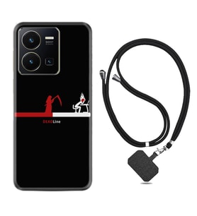 Vivo Y35 Kılıf Silikon Boyun Askılı İpli Desenli Silikon Dead Line 1662