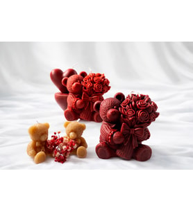 Romantik Gül Tutkulu Teddy Bear El Yapımı Soya Wax Mum