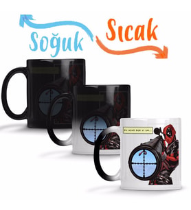 Deadpool Big Gun Sihirli Kupa Bardak Porselen