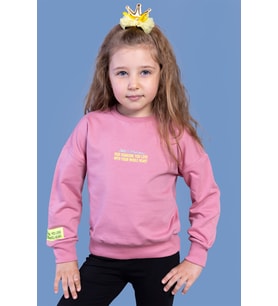 Toontoy Kız Çocuk Baskılı Sweatshirt (Gül Kurusu)