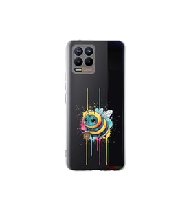 Realme 8 ile uyumlu Splash arı tasarımlı şeffaf silikon kılıf