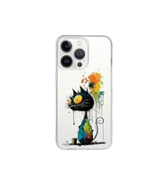 iPhone 13 Pro Max ile Uyumlu Splash Kedi Tasarımlı Şeffaf Silikon Kılıf