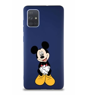 Samsung Galaxy A71 Soft Premier Kapak Mickey Mouse-A Tasarımlı Silikon Kılıf - Lacivert (Şeffaf)