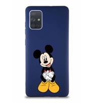 Samsung Galaxy A71 Soft Premier Kapak Mickey Mouse-A Tasarımlı Silikon Kılıf - Lacivert (Şeffaf)