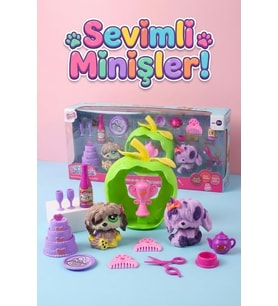 Sevimli Minişler Oyun Seti - Elma Evi, 2'li Figür ve 12 Parça Aksesuarlı Parti Oyuncağı