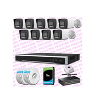 Provzen Hikvision 9 Kameralı IP 1080P ColorVu Güvenlik Kamerası Mikrofonlu Olay Anında bildirim