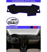 Volkswagen Jetta 2010+ Için Uygun Torpido Koruma Halısı Siyah Kenar Renk Mavi