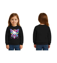 Unisex Hello Kity Baskılı Çocuk Swaetshirt 3 İplik Şardonlu (Siyah)