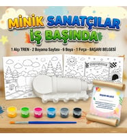 Tren Boyama Seti Çocuk Alçı Boyama Seti Eğitici Çocuk Aktivite Seti Hobi ve Sanat Etkinliği A4 Boyama Sayfası Hediyeli