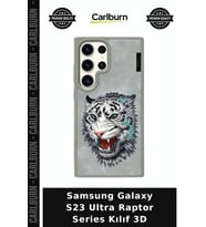 Samsung Galaxy S23 Ultra Raptor Series Kılıf 3D Kaplan Desen Silikon Kapak Cep Kapağı