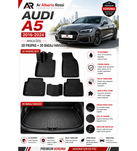 AUDI A5 2016-2024 Araca Özel 3D Paspas + 3D Bagaj Havuzu