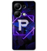 Redmi Note 13 Pro 4G Kılıf HD Desen Baskılı Kılıf - Dark Neon Yaprak P Harfi
