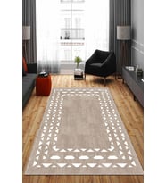 Bej Çerçeveli Kaymaz Tabanlı Makinede Yıkanabilir Halı AR696 - 100 x 160 cm
