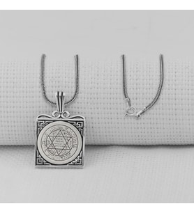 Hz Süleyman Mührü Kare Model 925 Ayar Gümüş Kolye