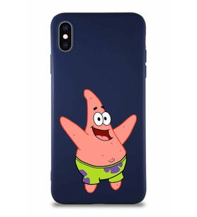 Apple iPhone XS Max Soft Premier Kapak Patrick Yıldız Tasarımlı Silikon Kılıf - Lacivert (Şeffaf)