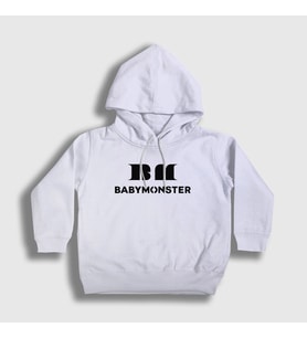 Presmono Unisex Çocuk Beyaz Logo K Pop Baby Monster Babymonster Kapüşonlu Sweatshirt 490759tt (Beyaz)