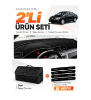 e-biz VOLKSWAGEN PASSAT B6 (2005-2010) Uyumlu Torpido Örtüsü + Deri Bagaj Çantası - Siyah - VW016