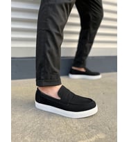 JY180 Estilo X Bağcıksız Süet Erkek Günlük Spor Klasik Ayakkabı SBT - Siyah
