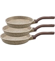 Oms 3 Parça Döküm Granit Tava Set 3255 KUMBEJİ - 20-24-28 cm