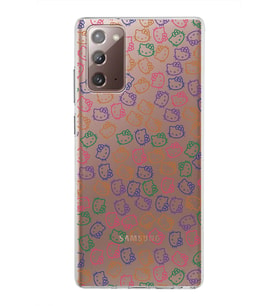Samsung Galaxy Note 20 Kapak Hello Kitty Tasarımlı Şeffaf Silikon Kılıf