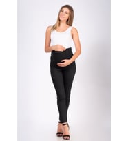 Hamile Gabardin Pantolon Düğmeli Paça Siyah