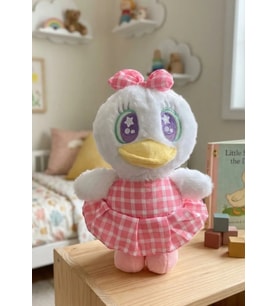 Oyuncak Peluş Sevimli Uyku Arkadaşı Pembe Elbiseli Ördek 25 cm