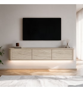 İnarch Dizayn Yoyo LED Işıklı Duvara Monte TV Sehpası - 3 Kapaklı Modern Tv Konsolu;