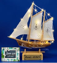 Kişiye Özel Led Işıklı Doğal Ahşap Gemi Maketi Hediyesi El Yapımı Farklı Modeller (Model 7)