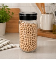 Cam Kavanoz, Cam Saklama Kabı, Hava Sızdırmaz Baklagil Kuruyemiş Kapları Pratik Kapaklı (1000 ml) (Krem)